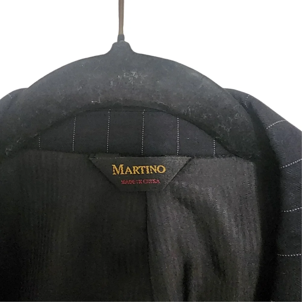 Martino Uomo Moda Black/navy Pinstripe 2 Pc Suit Blazer Pants Men's 34x32